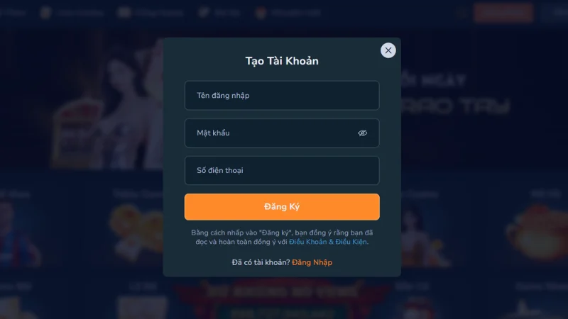 Điền đầy đủ thông tin đăng ký TAP88